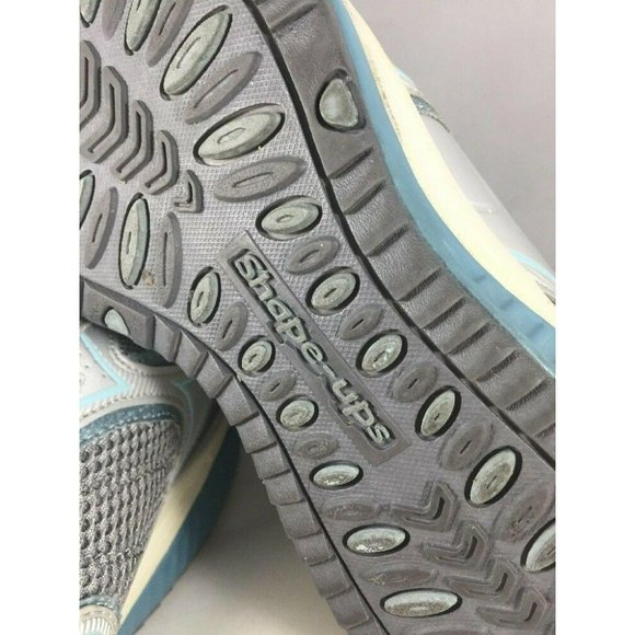 Skechers Shape Ups 12320 Silver Blue Leather Toning Rocker Walking Shoes Sz 7.5 - Picture 11 of 12